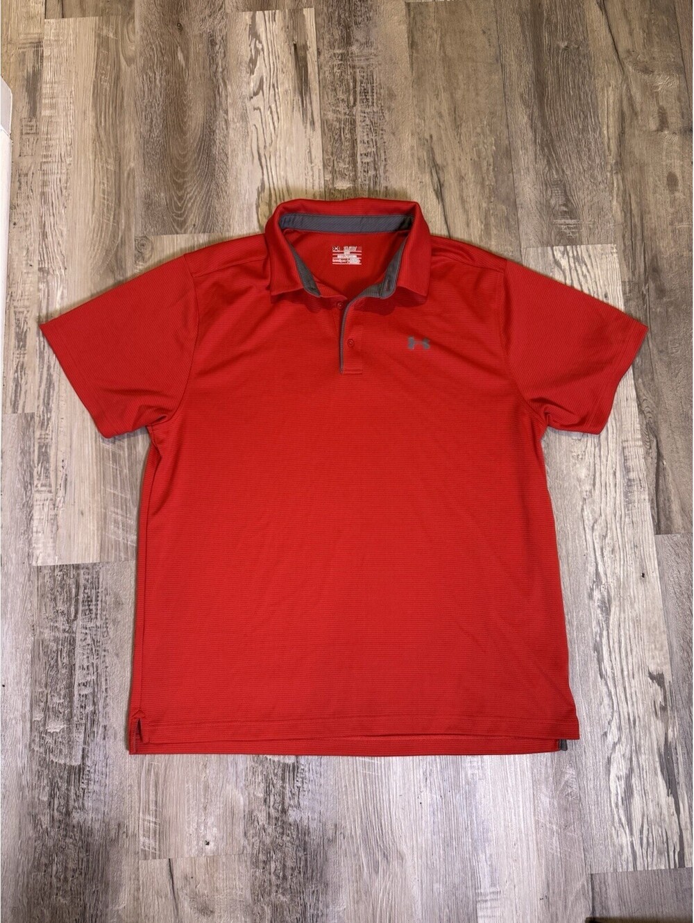 Under Armour Men’s HeatGear Polo 2XL Red Gray Loose Fit Golf Shirt